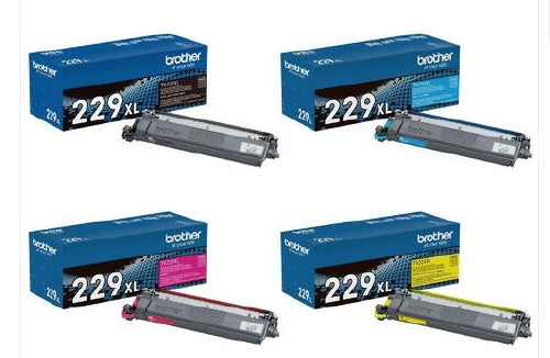 Brother Genuine TN229XL Black / Cyan / Magenta / Yellow High Yield Combo Toner Cartridges - 4 Cartridges