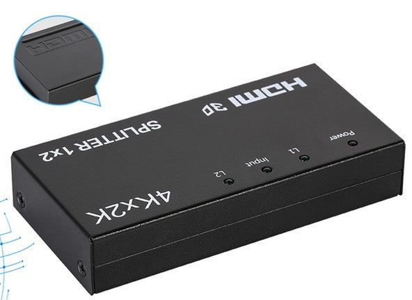 1x2 HDMI 2-Port Splitter 1-In and 2-Out 3D- 4Kx2K