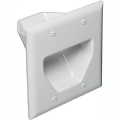 2-Gang Recessed Low Voltage Cable Pass Through Wall Plate - White