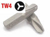 1/4" Tri-Wing Screwdriver Bits Set - TW1, TW2, TW3, TW4 Bits (4 Bits - 1 Each Size) - 25mm x 6.35mm - Alloy Steel -