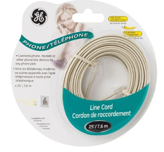 25ft. GE Phone Cord - White - 20480