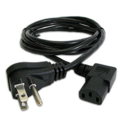 6 ft. Grounded Power Cord - 10A - 125V - 18Ga - Right Angle Plug on Both Ends - Black