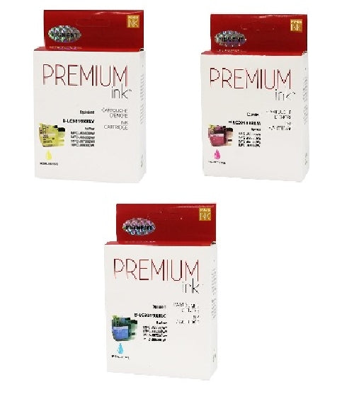 Compatible avec Brother LC3019XXL Pack Combo Couleur Compatible Pigment C/M/Y Encre Premium - 3 Cartouches