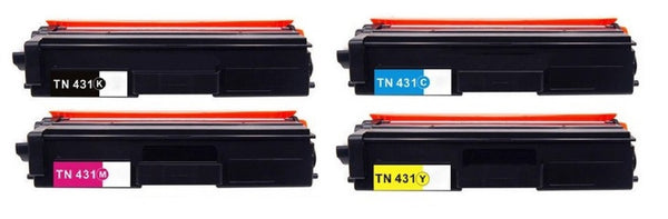 Compatible avec Brother TN-431 BK/C/M/Y - Toner remplaçable ECOtone - Pack combiné de 4 cartouches - 3 000 à 1,8 000/unité