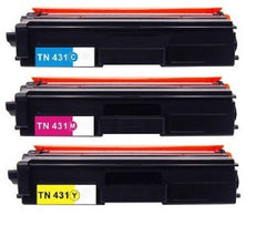 Compatible with Brother TN-431 C/M/Y Toner ECOtone Rem. Toner Cartridges - 3 Color Cartridges Combo Pack - 1.8K/ea