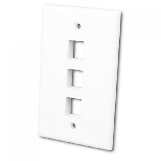 Flush Wallplate for Three (3) Keystone Jacks - Bright White, Wallplates, TechCraft - TiGuyCo Plus