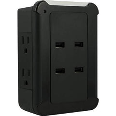 GE Wall Tap Surge Protector - 4 Outlets - 4 USB 4.2A Total Output Charging Ports - 800 Joules - Black