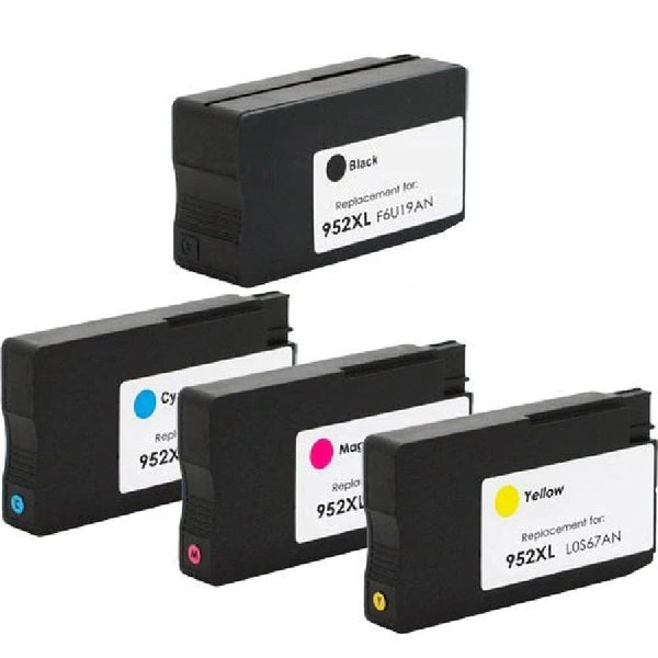 Compatible with HP 952XL Black/Cyan/Magenta/Yellow Rem. ECOink Combo Pack - 4 Cartridges - A23FW
