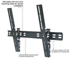 TC - 32-63in Ultra Slim TV Wall Mount - Tilt -12 to 0 degrees - VESA 625x400mm - Hold up to 132lbs (60kgs) - Black