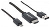 Manhattan MHL HDTV Cable - Micro-USB 11-pin to HDMI, with USB type-A Power, Audio/Video Cables, MANHATTAN - TiGuyCo Plus