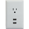 RCA 2-USB Ports Wall Plate Charger - Converts Any Outlet Into 2 USB Outlets - White -WP2UWR, Chargers & Cradles, RCA - TiGuyCo Plus
