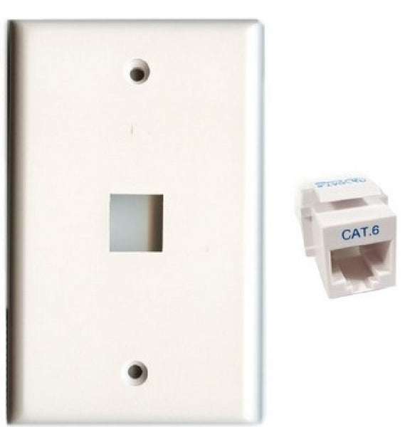 TechCraft Cat6 Keystone Kit - Single Keystone Wallplate & Jack Combo - Beige, Wallplates, TechCraft - TiGuyCo Plus