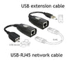 USB RJ45 Extension Adapter up to 150 ft. Lenght - Cat5, Cat5e, Cat6 - Black