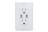Xtreme 4.2A In-Wall Outlet with Dual USB Ports - White