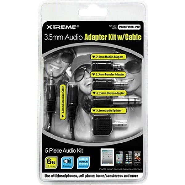 !     A     !    Xtreme 3.5mm Audio Cable with Adapter Kit - 5 Pieces - 50655, Audio Cables & Adapters, Xtreme - TiGuyCo Plus