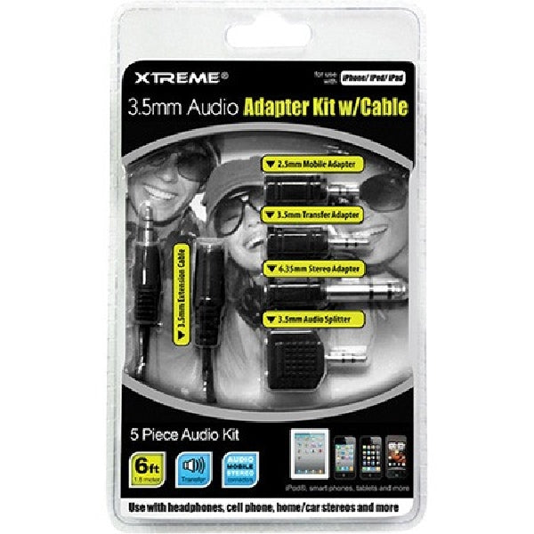 ! A ! Xtreme 3.5mm Audio Cable with Adapter Kit - 5 Pieces - 50655, Audio Cables & Adapters, Xtreme - TiGuyCo Plus