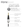 iHome 5 ft. Double Injected Nylon Audio Cable with Enhanced Strain Relief - 3.5mm Male-Male - Black, Audio Cables & Adapters, iHome - TiGuyCo Plus