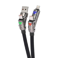3.3 ft. - 4-in-1 USB + Type-C to Type-C + Lightning Silicone Charging Cable