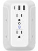 6-Outlet Wall Tap Surge Protector with 3 Fast Charger Ports (2USB-A + 1USB-C) - ETL Listed - White