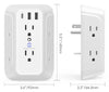 6-Outlet Wall Tap Surge Protector with 3 Fast Charger Ports (2USB-A + 1USB-C) - ETL Listed - White