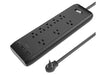 BlueDiamond 8-Outlet Surge Protector + 3 USB Charging Ports (1x USB-C + 2 USB-A) - 2160J - 8 Ft. Power Cord - Black