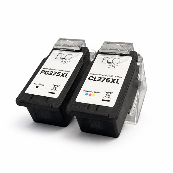 Compatible with Canon PG275XL Black / CL276XL Color ECOink Remanufactured Value Pack Ink Cartridges - 2 Cartridges