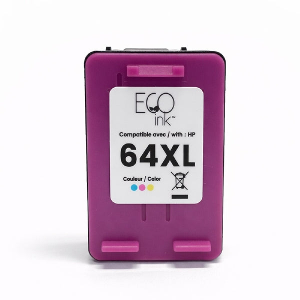 ECOink - NON-OEM HP No. 64XL (N9J91AN) Color Remanufactured Ink Cartridge