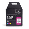 ECOink - NON-OEM HP No. 64XL (N9J91AN) Color Remanufactured Ink Cartridge
