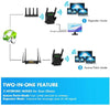 WiFi Extender Booster - 1200Mbps -WiFi Range Extender -Wireless Signal Booster with External 4 x 2dBi Dual-Band Antennas - WiFi Booster Dual Band 2.4GHz & 5.8GHz - Internet Booster Up to 3000sq. ft. - (Black)