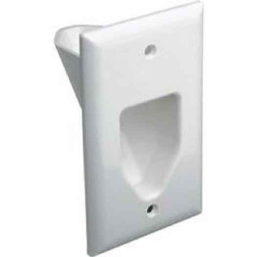 1-Gang Recessed Low Voltage Cable Pass Through Wall Plate - White, Wallplates, TechCraft - TiGuyCo Plus
