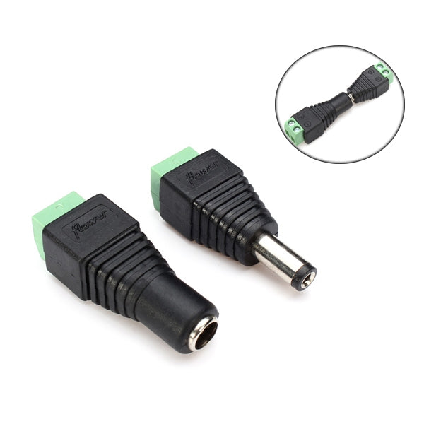 1-Pair - 1x Male + 1x Female 2.1 x 5.5mm 12VDC Plug Power Jack Connector, Power Cables & Connectors, Various - TiGuyCo Plus