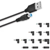 1.2M - Redlink Universal Power USB Cable for Electronic Devices with 13 DC Tips - Black