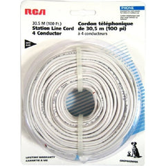 100 ft. RCA 4-Conductor Round Insulated Telephone Station Line Cord - White