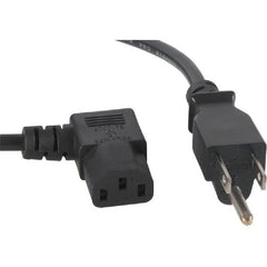 10 ft. Grounded Power Cord - 10A - 125V - 18AWG - Right Angle Plug for Computers - Black