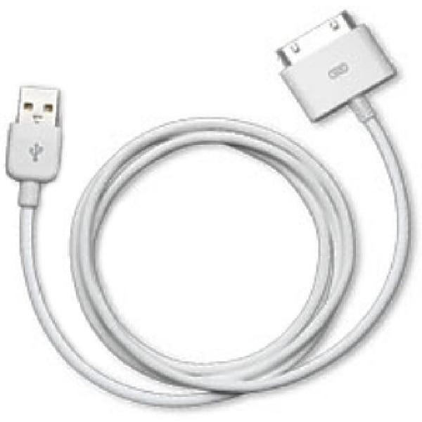 10 ft. TechCraft USB 2.0 to iPOD Cable - A to iPOD (30 Pin) - White, Chargers & Sync Cables, TechCraft - TiGuyCo Plus