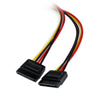 12in. StarTech LP4 Male to 2x SATA Female Power Y Cable Adapter - PYO2LP4SATA