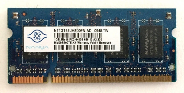 1GB DDR2 PC2-6400 (800Mhz) SODIMM Memory - Nanya - NT1GT64UH8D0FN-AD, Memory (RAM), Nanya - TiGuyCo Plus
