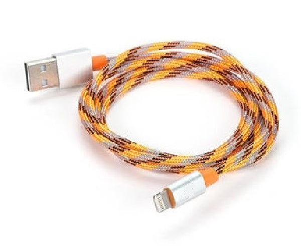 1M Apple Certified Nylon Braided Lightning Cable for iPhone iPod iPad - 3.28 ft. - Orange, Chargers & Sync Cables, PC - TiGuyCo Plus