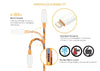1M Apple Certified Nylon Braided Lightning Cable for iPhone iPod iPad - 3.28 ft. - Orange, Chargers & Sync Cables, PC - TiGuyCo Plus