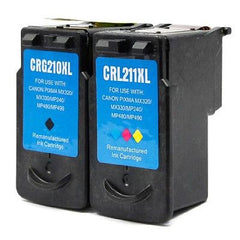 Compatible with Canon PG-210XL Black / CL-211XL Color Remanufactured Ink Cartridges - Combo Pack
