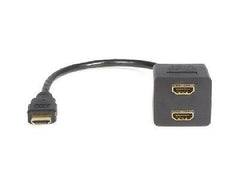 HDMI Y-Splitter Cable Adapter - 1 Male to 2 Females - One (1) ft. - Black