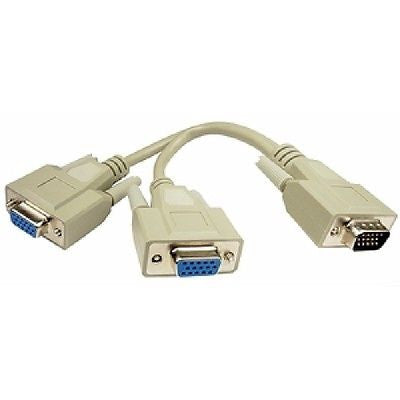 VGA 1-Male to 2-Female Y Splitter Connector Cable