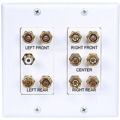 2-Gang 5.1 Surround Sound Distribution Wallplate - White, Video Cables & Interconnects, TechCraft - TiGuyCo Plus