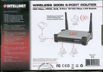 Intellinet Wireless 300N 4-Port Router - 300Mbps, MIMO, QoS, 4-Port 10 ...