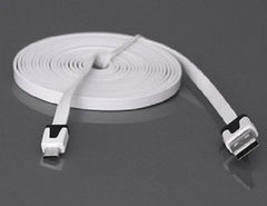 3 Meters Flat Micro USB Data Sync Charge Cable - White - For Various Cell