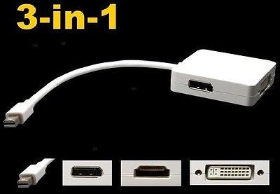 3 in 1 Mini DisplayPort DP to DP / DVI / HDMI Cable Adapter, Other, n/a - TiGuyCo Plus