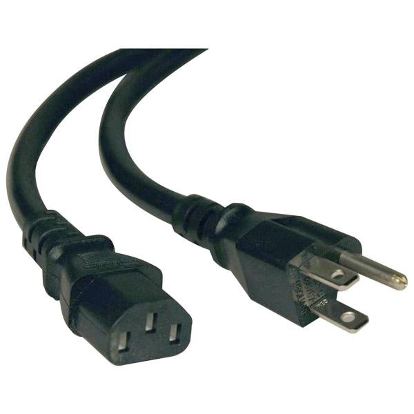 1 ft. Grounded Power Cord - 10A - 125V - 18Ga - Fire Rated - Black, Power Cables & Connectors, TechCraft - TiGuyCo Plus