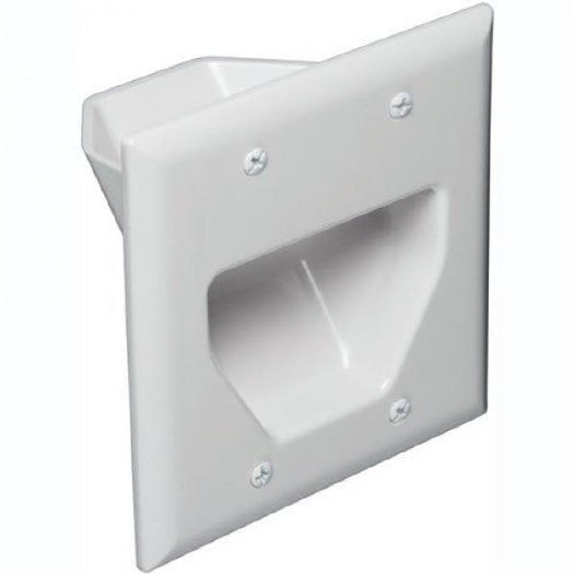 2-Gang Recessed Low Voltage Cable Pass Through Wall Plate - White, Wallplates, Data Comm - TiGuyCo Plus