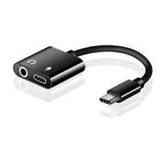 2-in-1 USB3.1 Type C to 1x Audio 3.5mm + 1x USB3.1 Type C Adapter - 1M/2F - Black