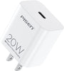 20W PISEN Wall Fast USB-C Charger with PD & QC 3.0 Compatible with Smart Phone, Pods, Tablets, etc. - White